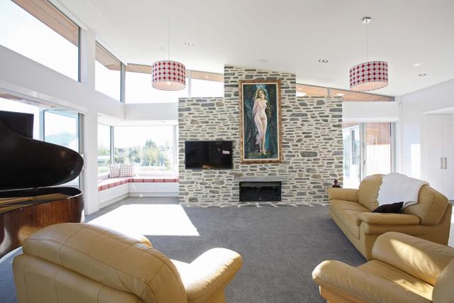 9. Stone wall feature and window seat feature